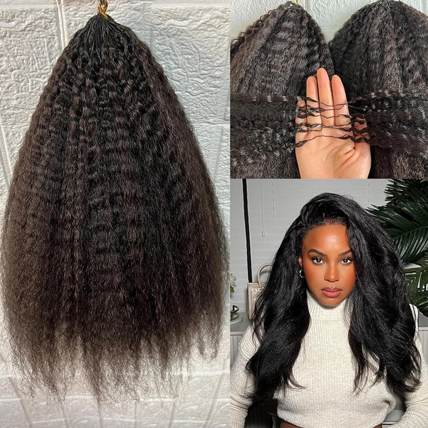 Kinky Straight Feather Crochet 100% Human Hair Extension Pre Separated Knotless Crochet Hair Bundles For Reusable Boho Braids