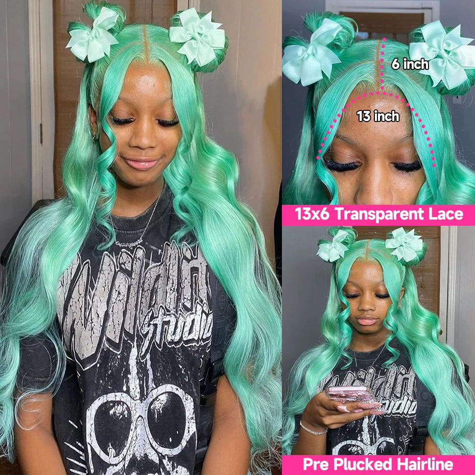 30 40 Inch Hot Pink Transparent Lace Front Wig Human Hair 13x6 Purple Green 613 Blonde Lace Frontal Wig Grey Colored Hair Wigs