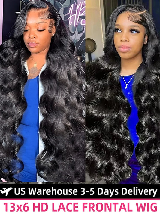 40 Inch Transparent Lace Frontal Wigs 13x6 13x4 HD Body Wave Human Hair Front Wig 200 Density Pre Plucked Lace Wigs For Women