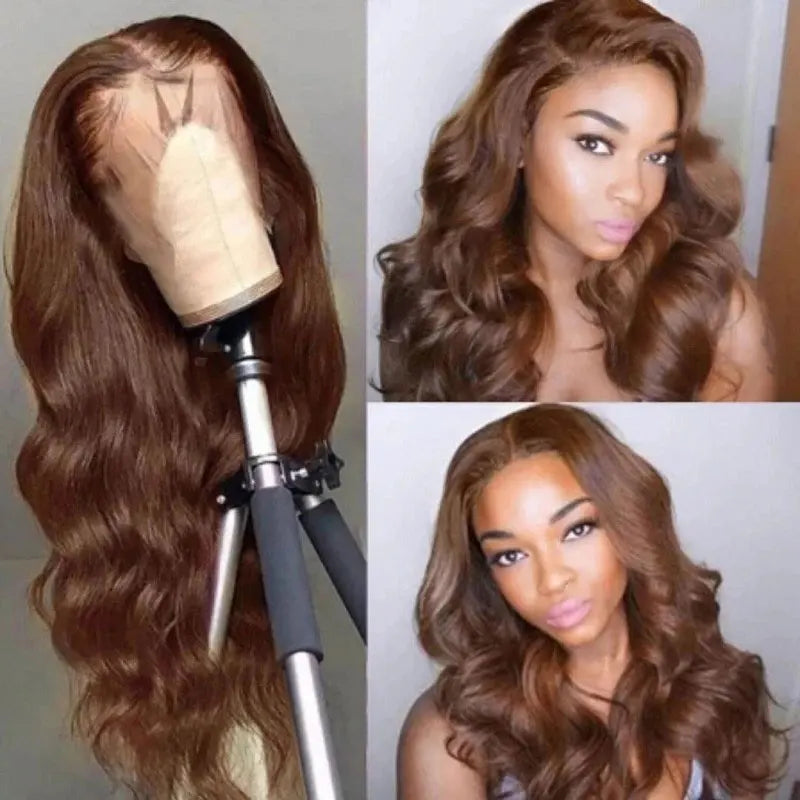 Chocolate Brown 13x6 HD Lace Front Human Hair Wigs For Women Brazilian Body Wave 13x4 Full Lace Frontal Wigs On Sale Human Hair