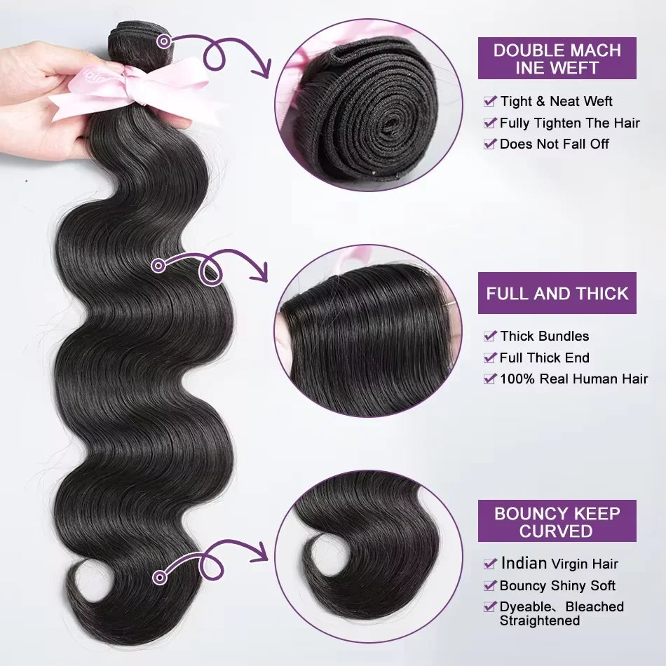16A Body Wave Bundles Human Hair 30 40 Inch Remy Brazilian Virgin Weave Hair 3 4 5 Pcs Unprocessed Raw Hair Bundles Extensions