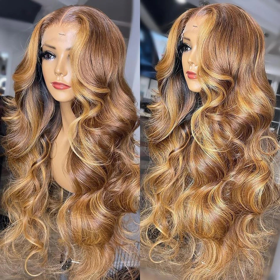 13x6 Highlight Wig Human Hair Body Wave Full HD Lace Frontal Wigs For Women Brazilian Human Hair Wig Honey Blonde Lace Front Wig