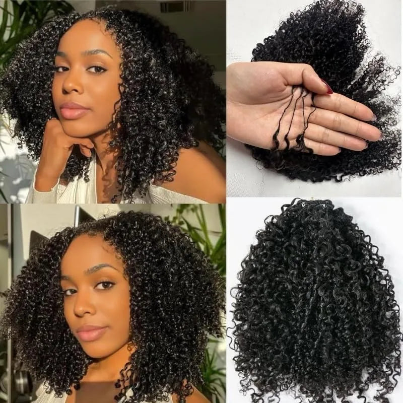 Feather Crochet Human Hair Knotless Pixie Curls Extensions Lightweight Pre Separated For Braids Small Spirals Curly Crochet Hair
