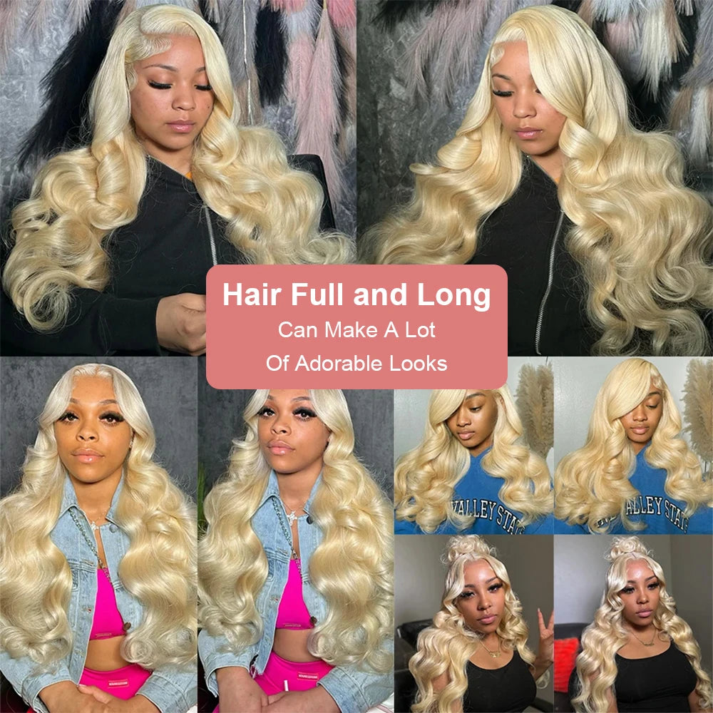 613 Lace Front Wig Human Hair 13x6 Blonde Human Hair Wigs 300% Density Body Wave Lace Front Wigs Human Hair Pre Plucked 46 Inch