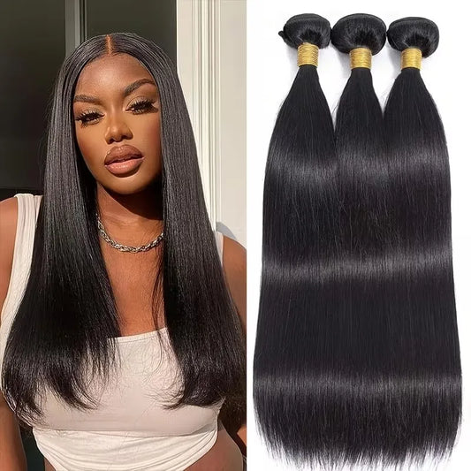 Natural Color Straight  Human Hair Bundles 14-30 Inches Brazilian 1 3 4 Bundle Remy Human Hair Extensions Double Weft