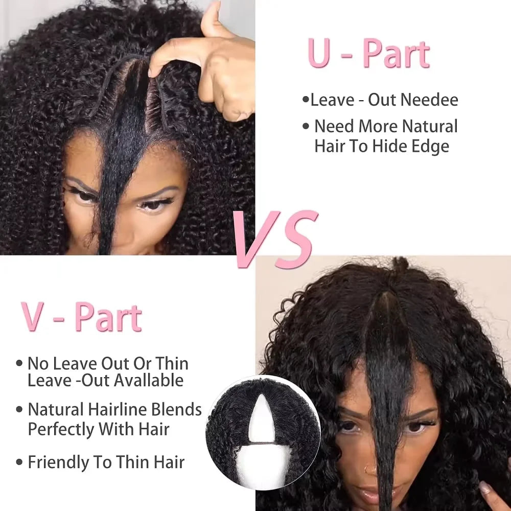 30 32 Inch Long Kinky Straight U Part Wigs Human Hair Wigs V Part Yaki Straight Wigs For Women Daily Use Full Machine Made Wigs