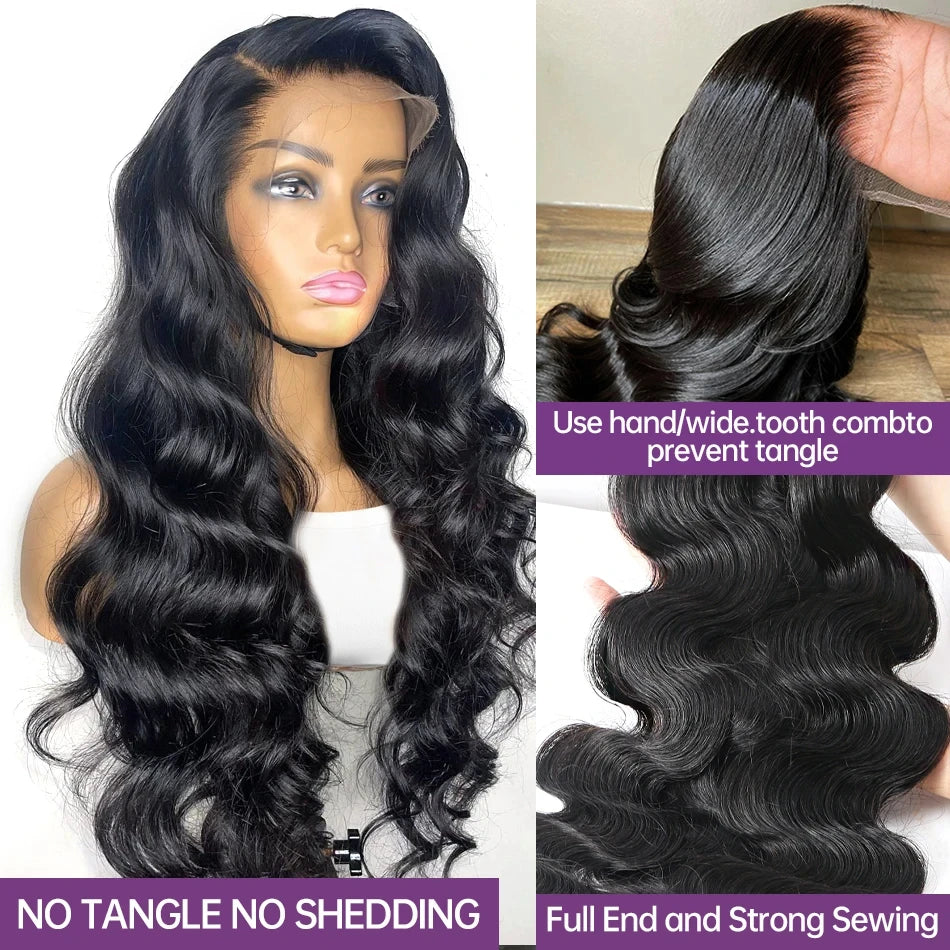 30 40 inch glueless wigs Body Wave human hair Brazilian 13x6 hd transparent lace front wig human hair closure  7x6 250Density
