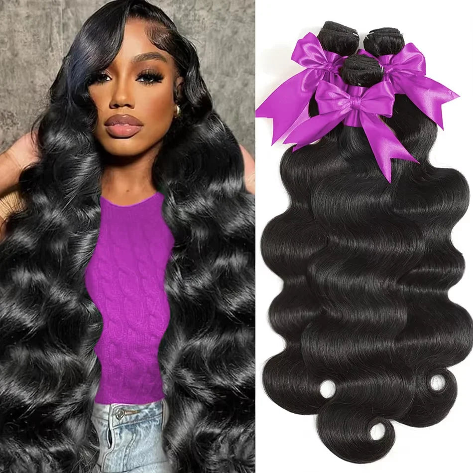 30 32 40 Inch Body Wave 3 4 Bundles Brazilian Remy Unprocessed Raw Virgin Human Hair Wavy Double Drawn Bundles Weave Extensions