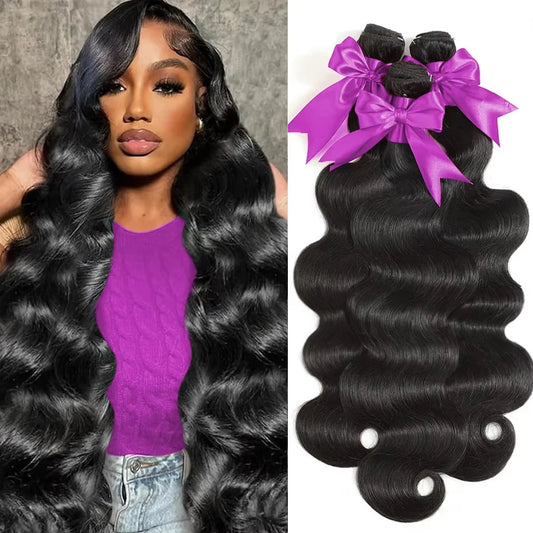 30 32 40 Inch Body Wave 3 4 Bundles Brazilian Remy Unprocessed Raw Virgin Human Hair Wavy Double Drawn Bundles Weave Extensions