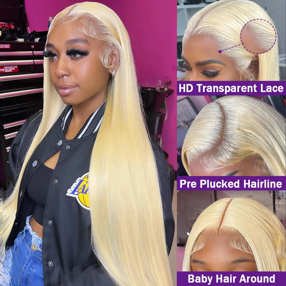 613 HD Transparent Lace Frontal Wig 13x6 Blonde Straight 100% Human Hair Wigs For Women choice Pre Plucked Brazilian Hair