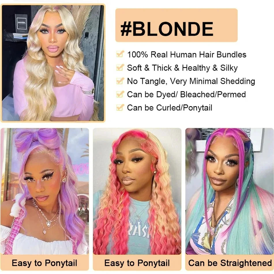 16A Blonde 613 Body Wave Human Hair Bundles 100% Unprocessed Brazilian Remy Hair 30 40 Inch raw hair bundles Weave Extension