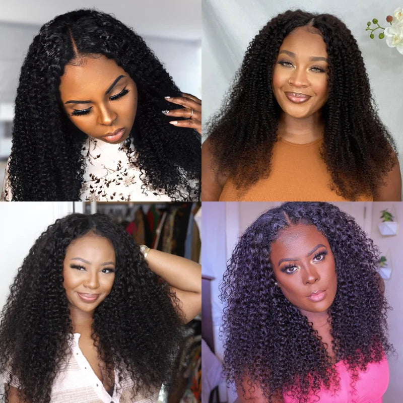 250 Density Kinky Curly V Part 100% Human Hair Wigs For Women No Leave Out Easy Blend Thin Part Lace V Part Wig 30 Inch On Sale