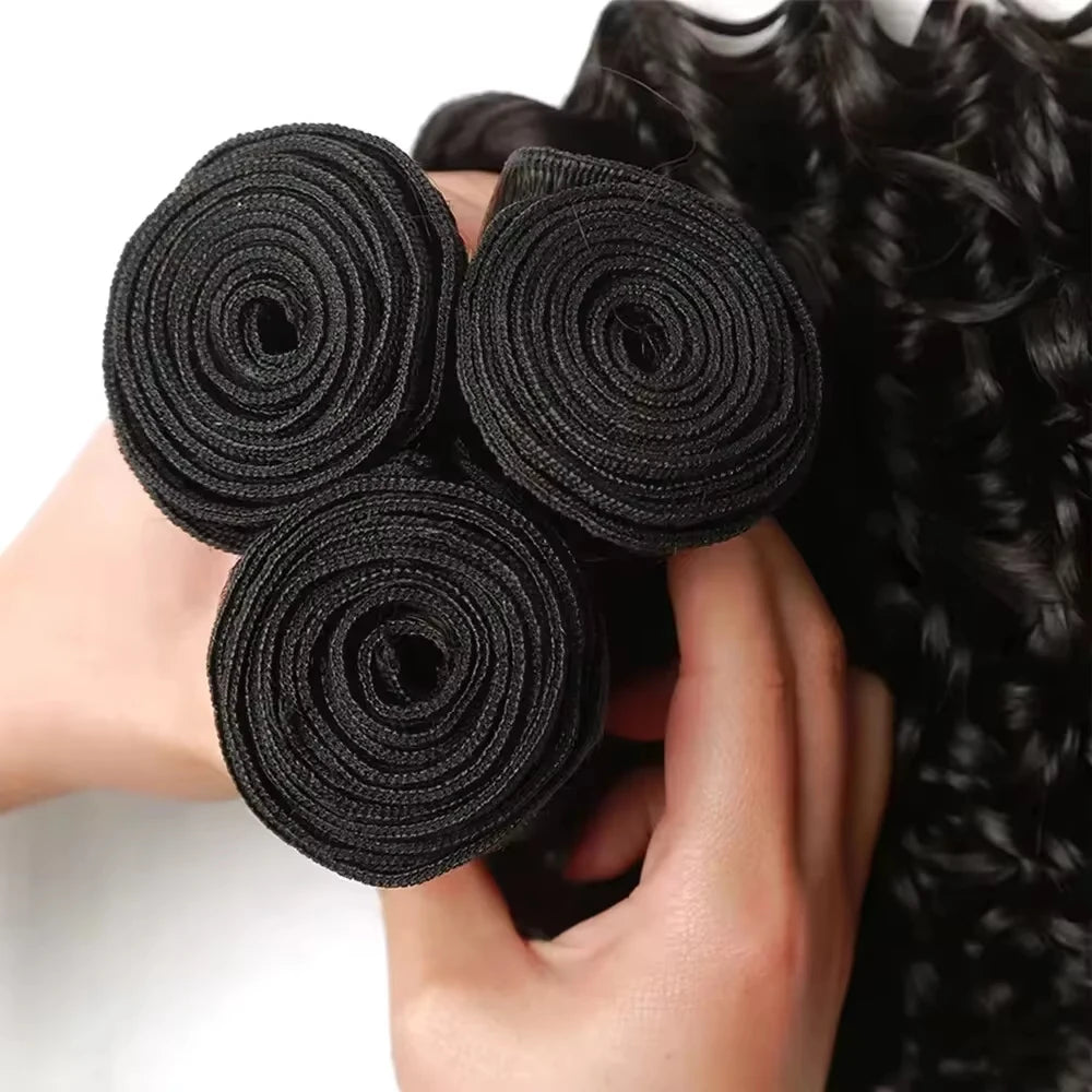 Deep Wave Human Hair Bundles Burmese Curly Hair Bundles Human Hair Water Wave Original Natural Hair Extensions 1/3/4 Pieces