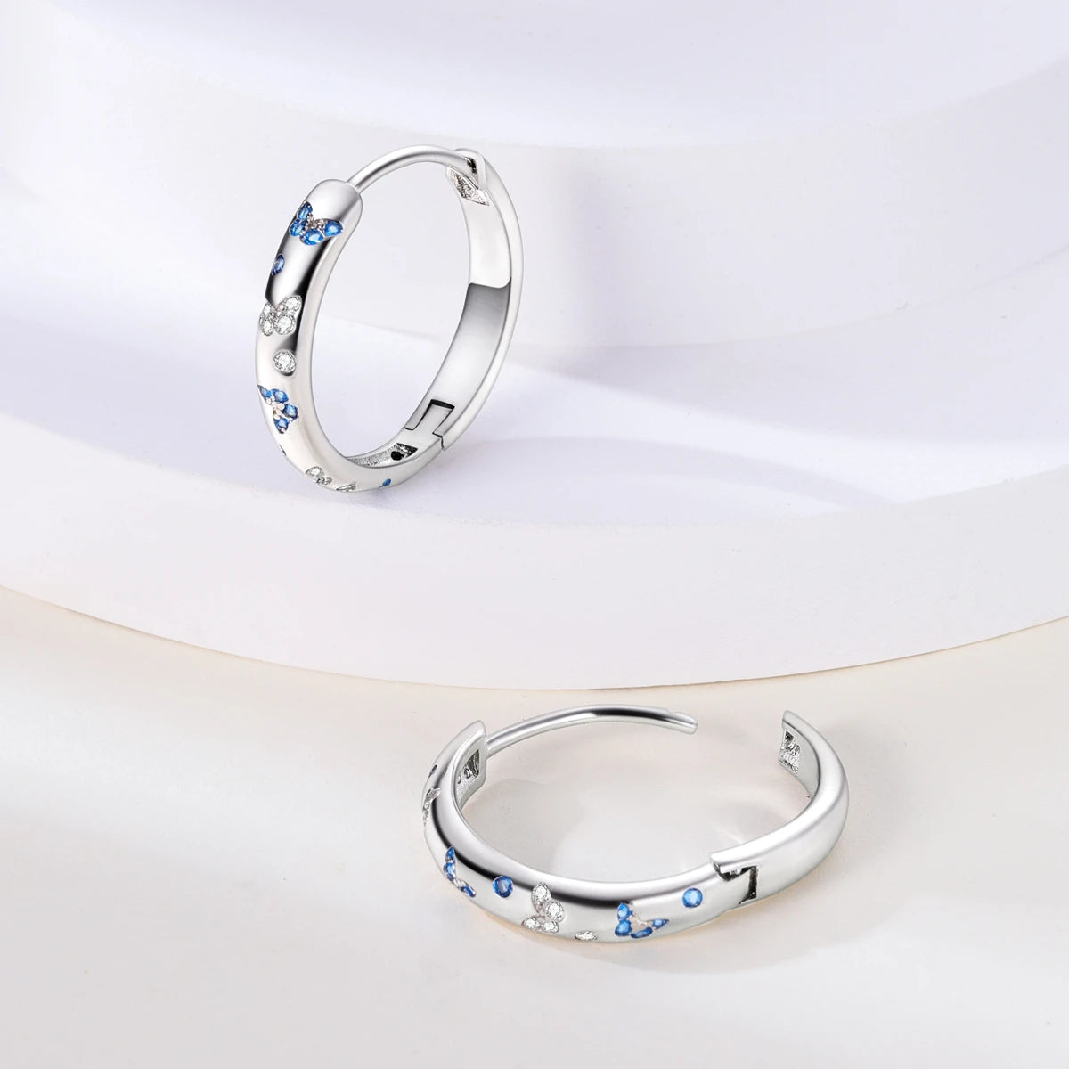 Original 925 Sterling Silver Women Hoop Earrings High Quality Shine Zircon U Shaped Classic Style Earring For Women Jewelry Gift