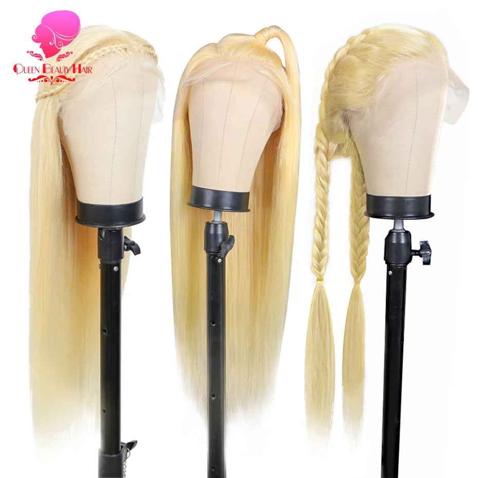 13x6 360 Lace Wig Human Hair Pre Plucked 613 Blonde Colored Lace Front Wigs Bone Straight Ponytail Human Hair Lace Frontal Wig