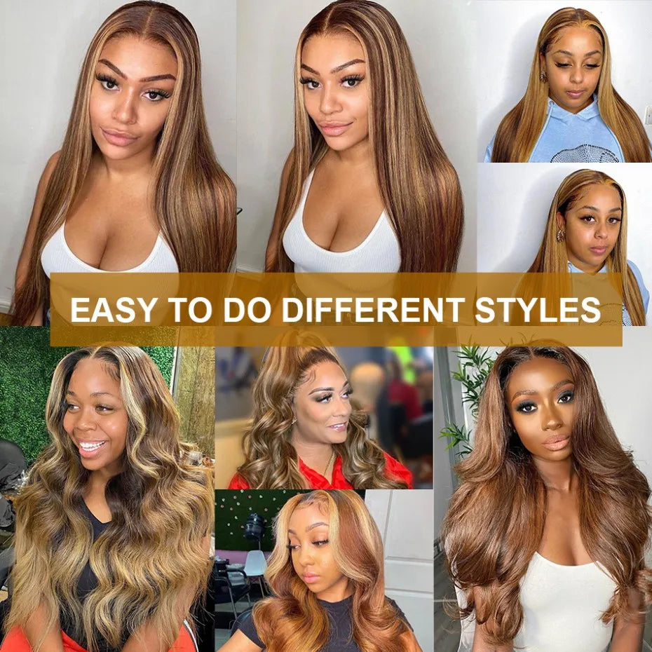 13x6 Highlight Wig Human Hair Body Wave Full HD Lace Frontal Wigs For Women Brazilian Human Hair Wig Honey Blonde Lace Front Wig