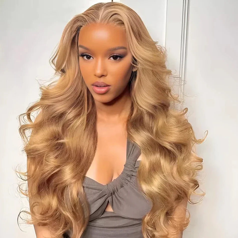 27 Honey Blonde Body Wave Human Hair Wig 13x6 Hd Lace Frontal Wig Color Human Hair 200 Density Colored Preplucked Brazilian Wigs