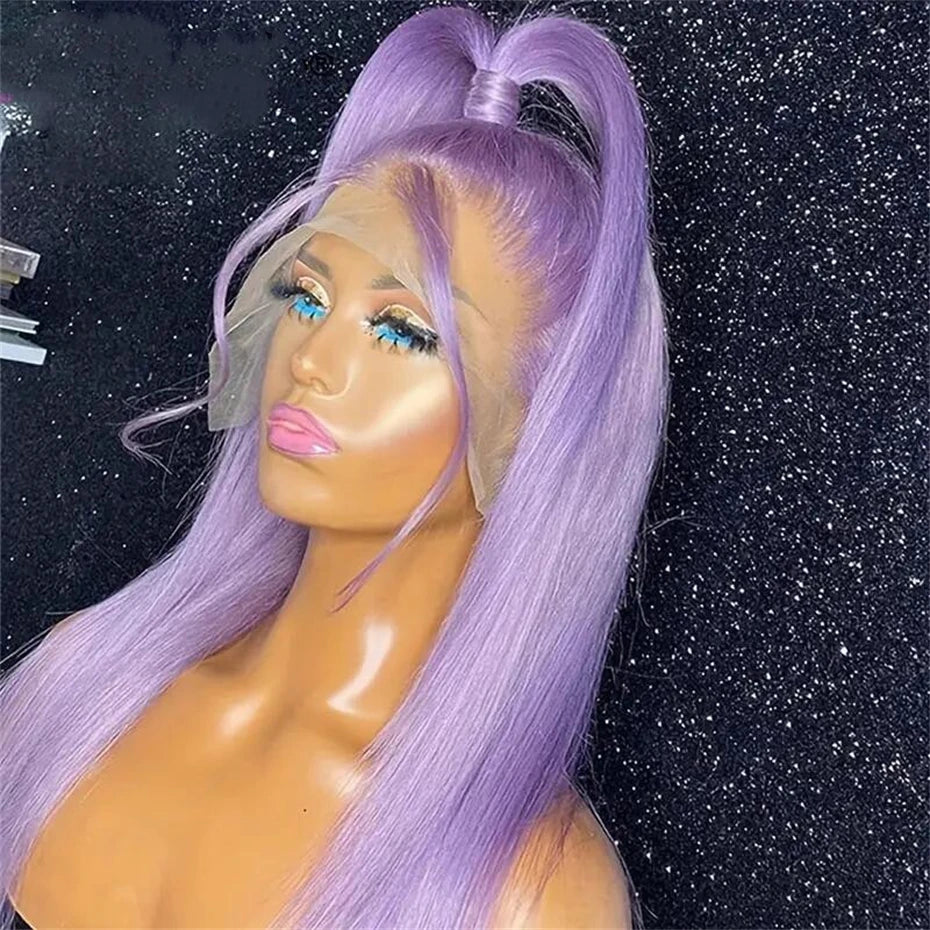30 40 Inch Hot Pink Transparent Lace Front Wig Human Hair 13x6 Purple Green 613 Blonde Lace Frontal Wig Grey Colored Hair Wigs