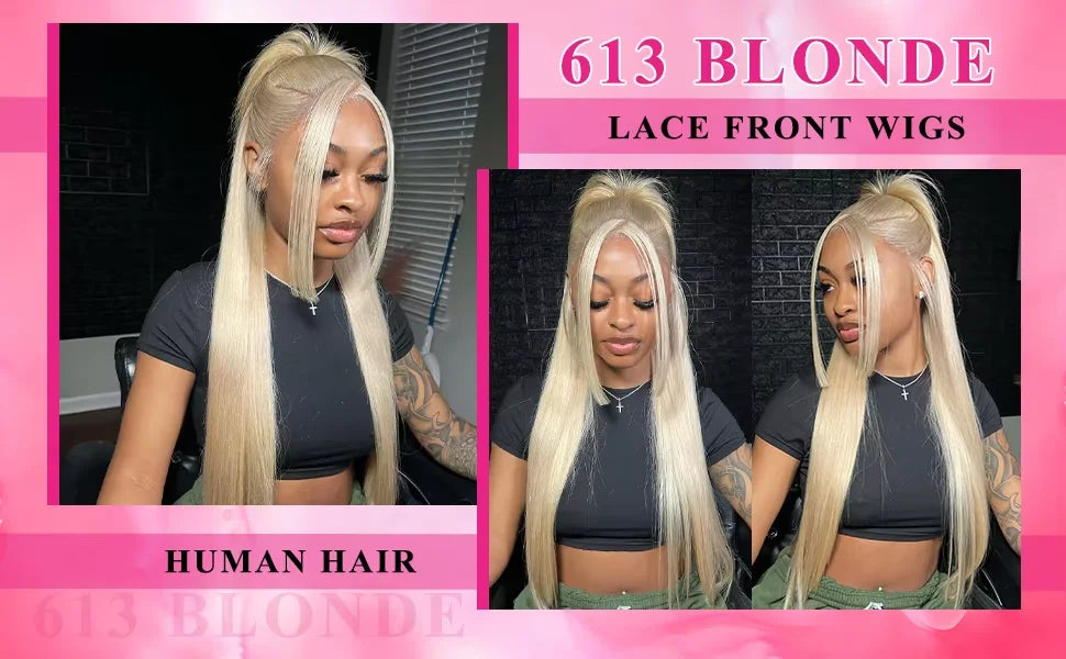 250%Density Human Hair Wig 613 Honey Blonde Colored Lace Front Wigs Straight Human Hair 13x6 HD Lace Frontal Wig For Black Women