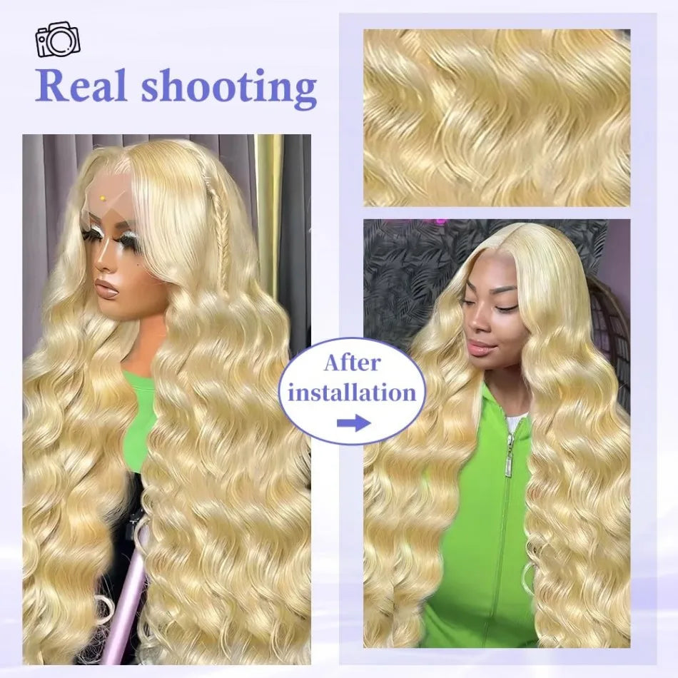 Blonde Human Lace Front Wig 613 Hd Lace Frontal Wig 13X6 Body Wave Human Hair Wigs For Women Pre Plucked 30 32 Inch 220 Density