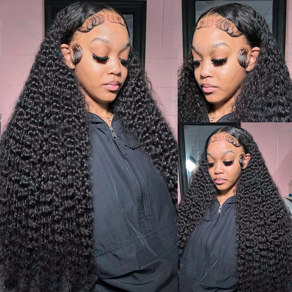 Rosabeauty 200% Curly Water Wave 13x6 Lace Front Human Hair Wig 30 Inches Loose Deep Wave Lace Frontal Wig 5x5 Lace Closure Wig