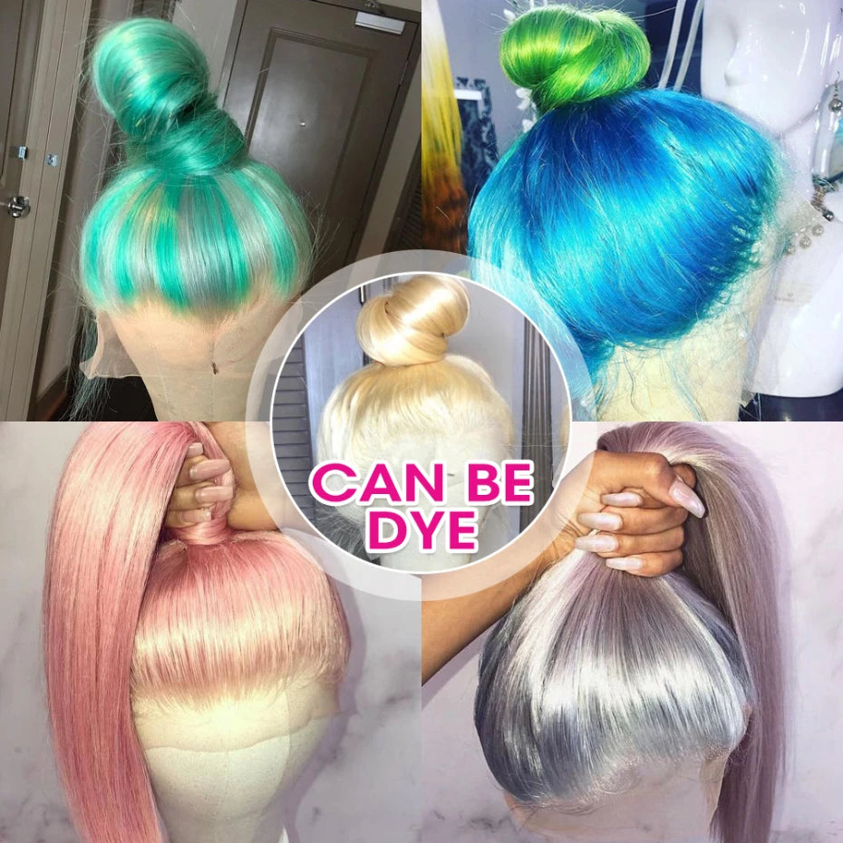 13x6 360 Lace Wig Human Hair Pre Plucked 613 Blonde Colored Lace Front Wigs Bone Straight Ponytail Human Hair Lace Frontal Wig