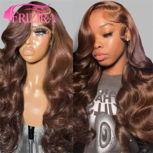 13x6 HD Lace Front Wig Human Hair Wig 30 Inch 13x4 Lace Frontal Wig Chocolate Brown Colored Brazilian Body Wave Human Hair Wigs 