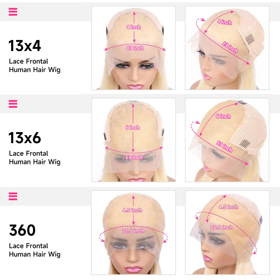 13x6 360 Lace Wig Human Hair Pre Plucked 613 Blonde Colored Lace Front Wigs Bone Straight Ponytail Human Hair Lace Frontal Wig