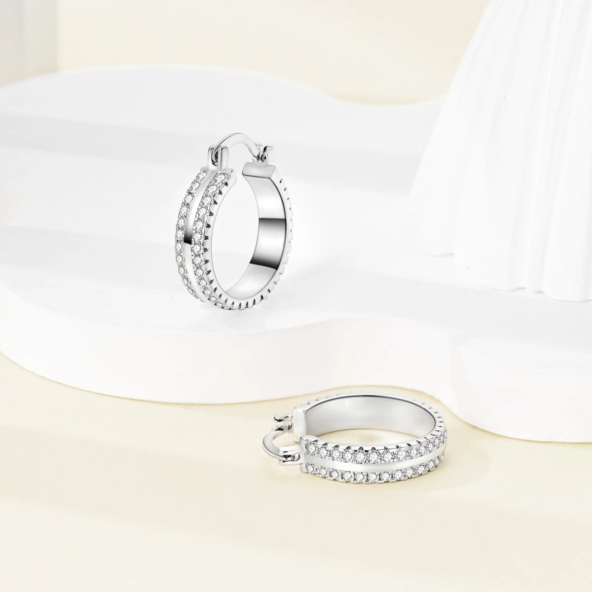 Original 925 Sterling Silver Women Hoop Earrings High Quality Shine Zircon U Shaped Classic Style Earring For Women Jewelry Gift