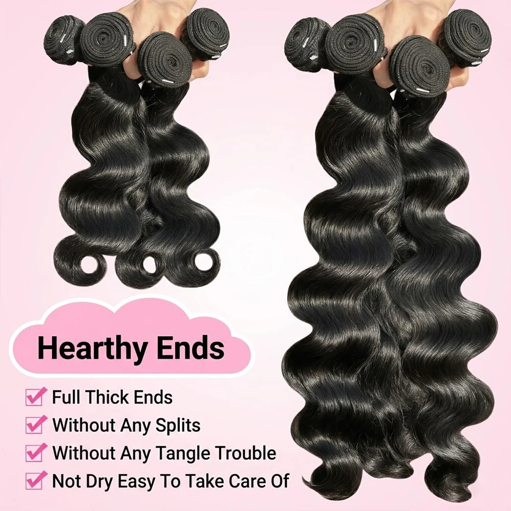 16A 38 40 Inch Body Wave Bundles Human Hair Brazilian Weaving Natural Black 4 5 Bundles Deal Virgin Hair Raw Hair Extensions