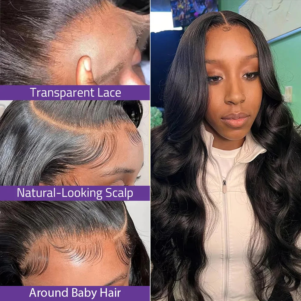 30 40 Inch Body Wave 13x6 HD Lace Frontal Wig Brazilian 13x4 Transparent Lace Front Human Hair Wigs For Women Pre Plucked