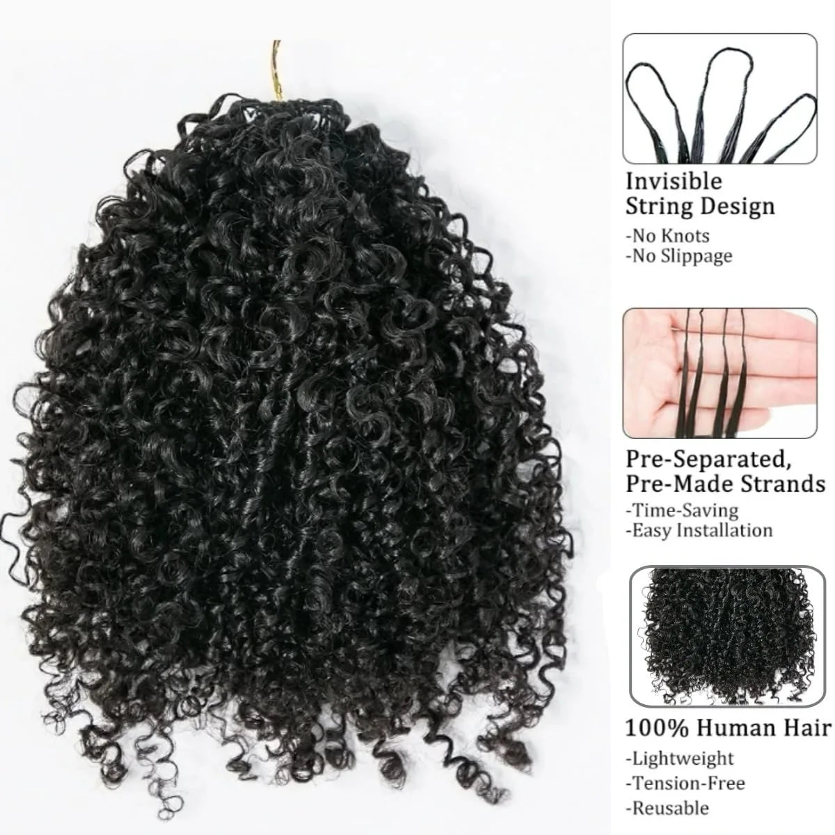 Feather Crochet Human Hair Knotless Pixie Curls Extensions Lightweight Pre Separated For Braids Small Spirals Curly Crochet Hair