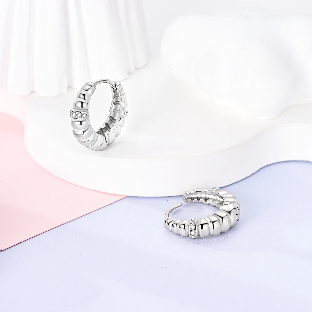 Original 925 Sterling Silver Women Hoop Earrings High Quality Shine Zircon U Shaped Classic Style Earring For Women Jewelry Gift