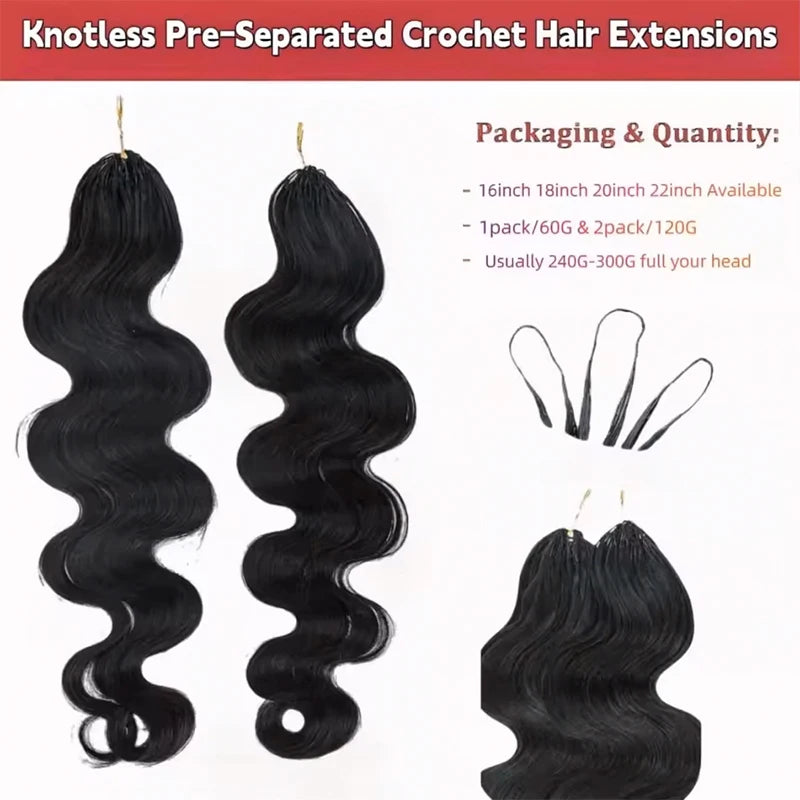 12A 30 Inch Crochet Human Hair Body Wave Knotless Pre-Separated Crochet Virgin Feather Afro Hair Extensions Human Hair For Women