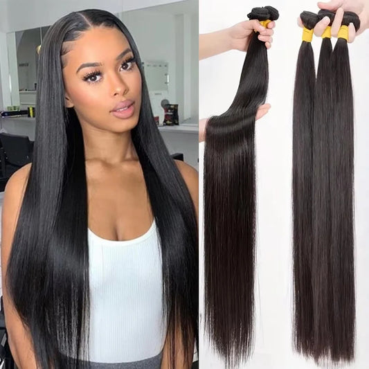 Peruvian Human Hair Bundles Bone Straight 28 30 inch Virgin Human Hair 3 4 Bundles Women Sew In Quick Weave Raw Hair Extensions