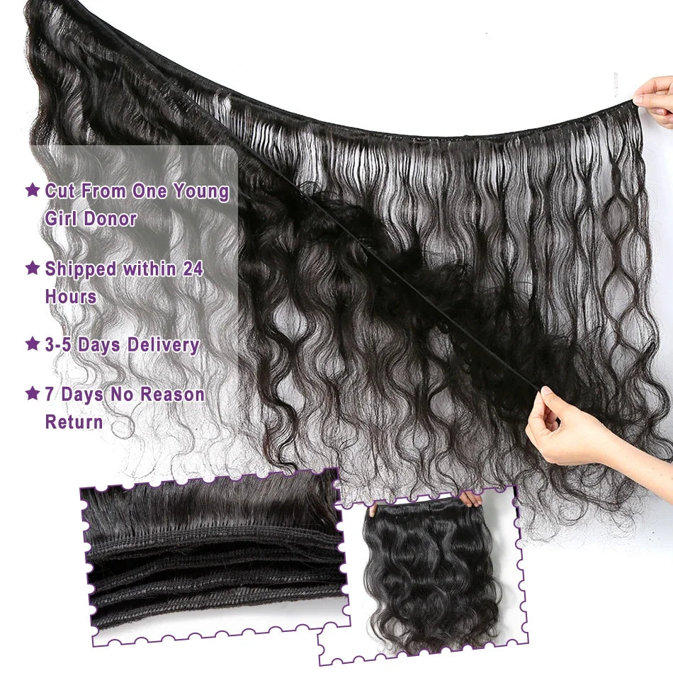 Linktowig Body Wave Bundles Human Hair 30 Inch Water Wave Human Hair Bundles Brazilian Raw Hair Bundles Human Hair Extensions