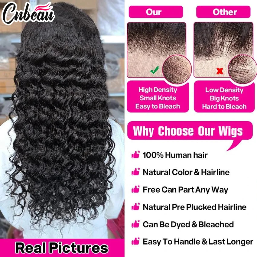 30-34 Inch 220% Deep Wave 13x6 HD Lace Frontal Wig Brazilian Curly Wigs For Women 13x4 Lace Front Human Hair Wig 4x4 Pre Plucked