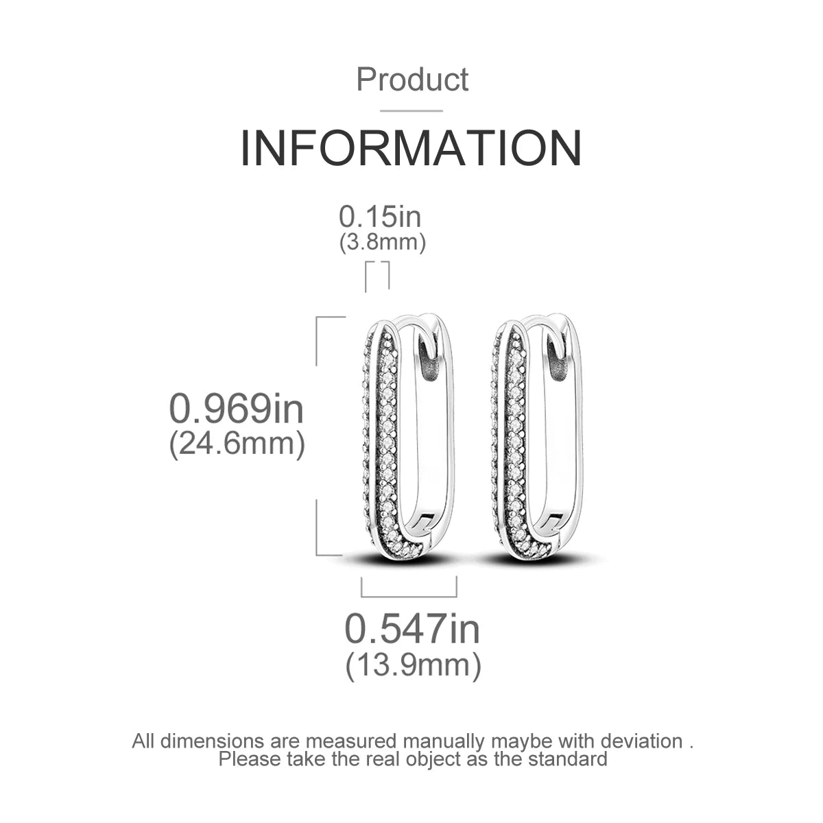Original 925 Sterling Silver Women Hoop Earrings High Quality Shine Zircon U Shaped Classic Style Earring For Women Jewelry Gift