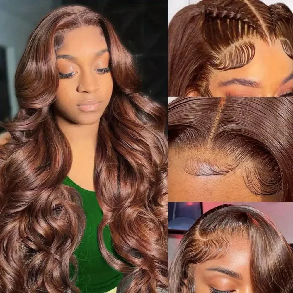 13x6 HD Lace Front Wig Human Hair Wig 30 Inch 13x4 Lace Frontal Wig Chocolate Brown Colored Brazilian Body Wave Human Hair Wigs 