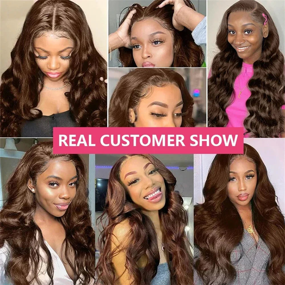 13x6 HD Lace Front Wig Human Hair Wig 30 Inch 13x4 Lace Frontal Wig Chocolate Brown Colored Brazilian Body Wave Human Hair Wigs 