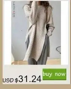 LANMREM Split Long High Neck Sweaters With Wide Leg Pants 2 Pieces Knitted Thickened Sets Female Loose Clothing Autumn 2DA1621