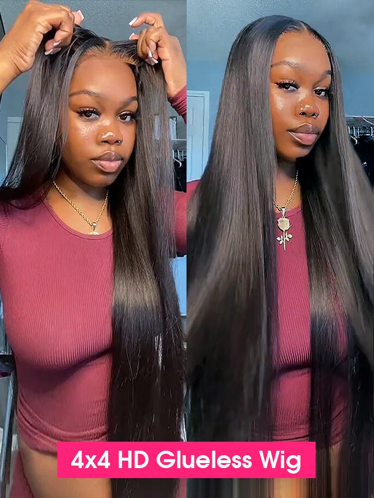 30 36 40 Inch Glueless Straight Lace Front Human Hair Wigs 13x6 HD Lace Frontal Wig Human Hair Wear Go 6x4 HD Lace Closure Wig