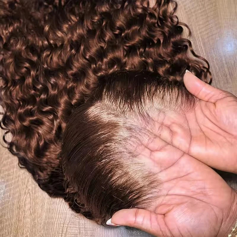 34 30 Inch Chocolate Brown Deep Wave Lace Front Wigs Human Hair #4 Colored 13x4 Hd Curly Lace Frontal Wigs Pre Plucked