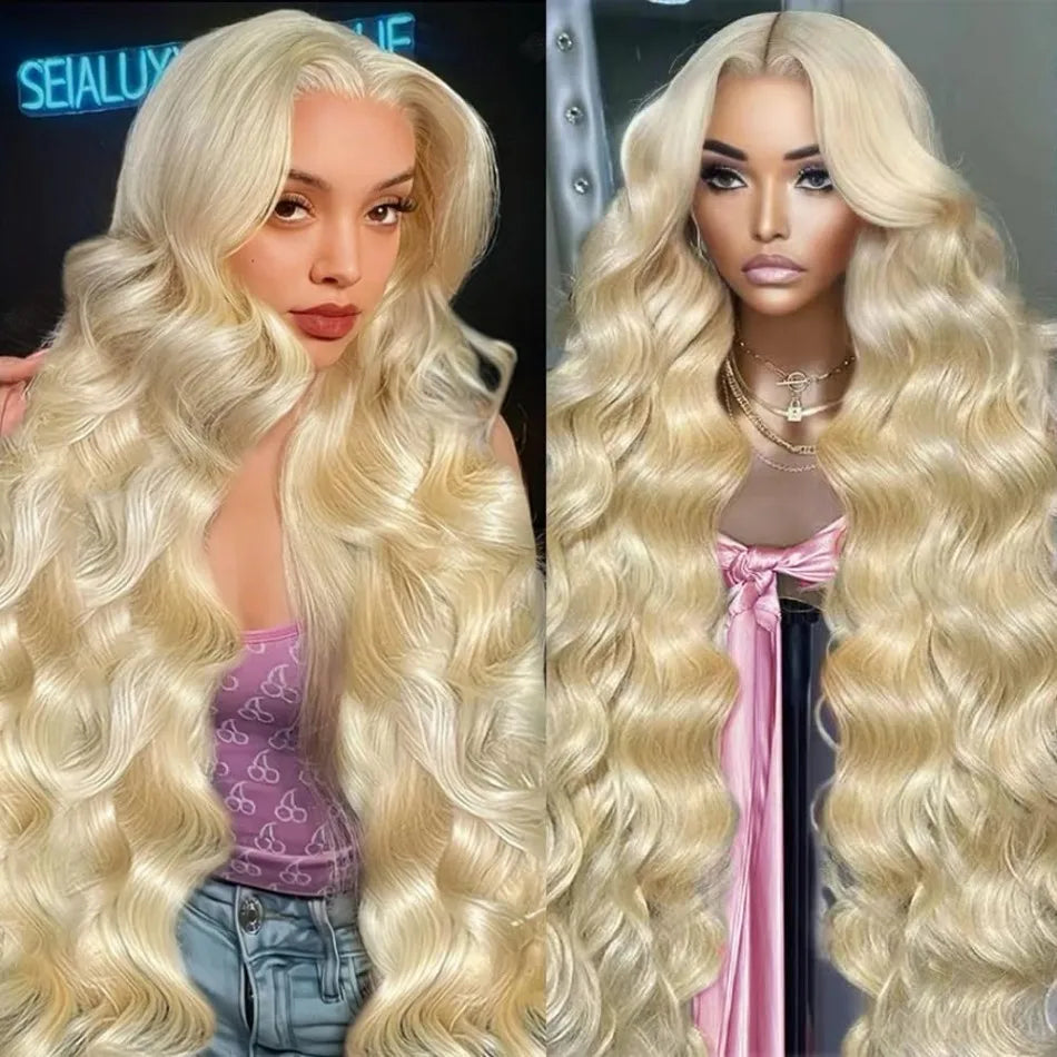Blonde Human Lace Front Wig 613 Hd Lace Frontal Wig 13X6 Body Wave Human Hair Wigs For Women Pre Plucked 30 32 Inch 220 Density