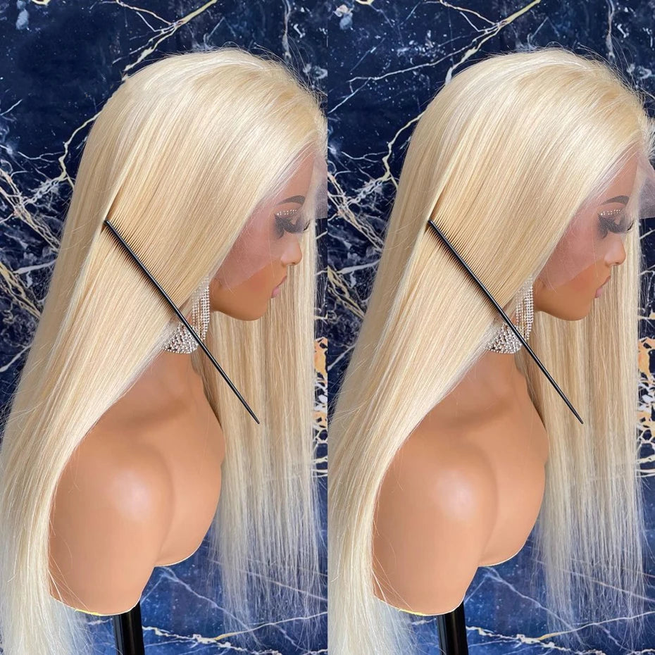 13x6 Silver Grey Straight Lace Front Human Hair Wigs Pre Plucked 613 Blonde Body Wave Frontal Wigs For Women Brazilian Hair Wigs