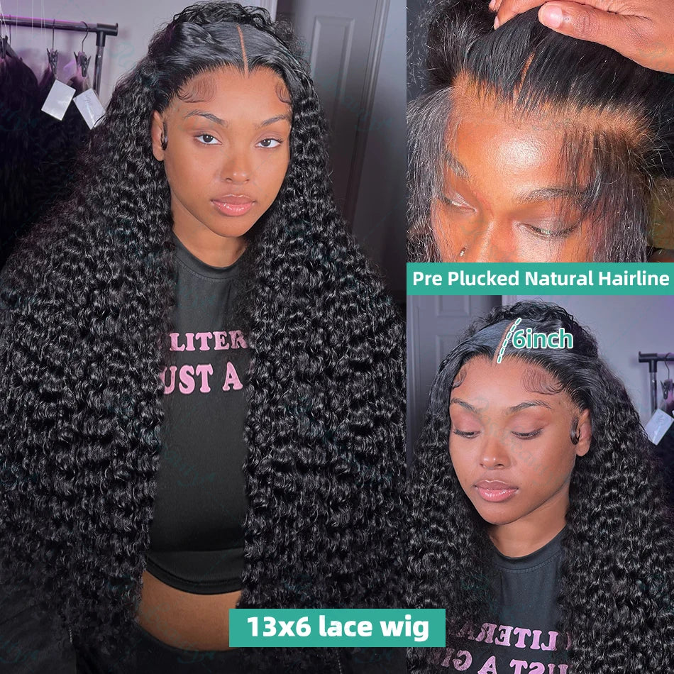 Rosabeauty 200% Curly Water Wave 13x6 Lace Front Human Hair Wig 30 Inches Loose Deep Wave Lace Frontal Wig 5x5 Lace Closure Wig