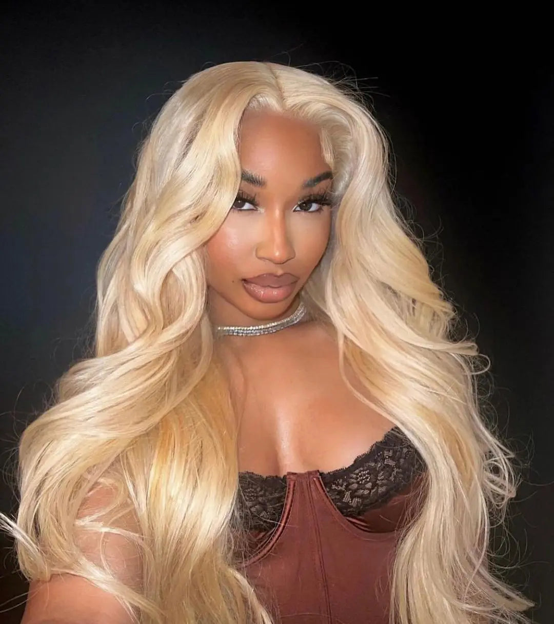 613 Lace Front Wig Human Hair 13x6 Blonde Human Hair Wigs 300% Density Body Wave Lace Front Wigs Human Hair Pre Plucked 46 Inch