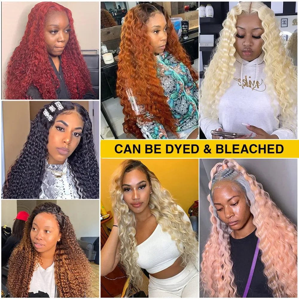 30-34 Inch 220% Deep Wave 13x6 HD Lace Frontal Wig Brazilian Curly Wigs For Women 13x4 Lace Front Human Hair Wig 4x4 Pre Plucked