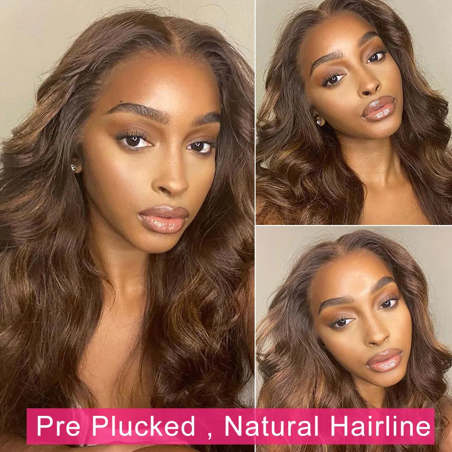 Chocolate Brown 13x6 HD Lace Front Human Hair Wigs For Women Brazilian Body Wave 13x4 Full Lace Frontal Wigs On Sale Human Hair