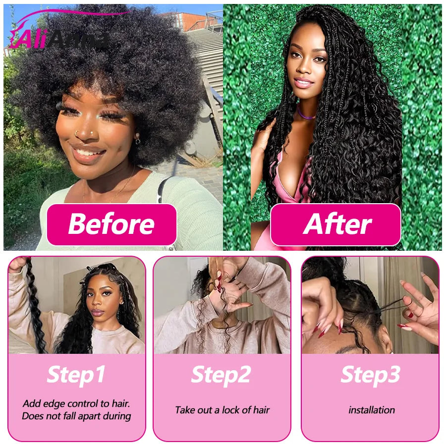 Boho Braids Human Hair Deep Wave Human Hair Braiding Hair 16-26 Inch Bulk Human Hair Bundles 50g/100g Culry Crochet Human Hair Bulk And Braiding Hair Extensions 100% Human Hair No Shedding Fast Shipping Locs Hair Top Quality